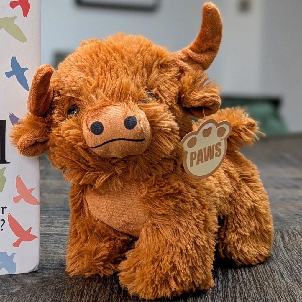 Stuffed Yak toy on a table
